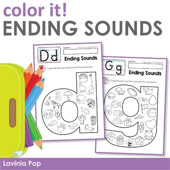 Preview of Ending Sounds Color It! Worksheets