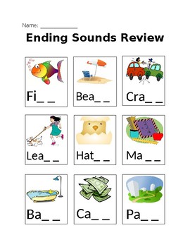 Preview of Ending Sounds Review BLENDS (sh, th, ch)