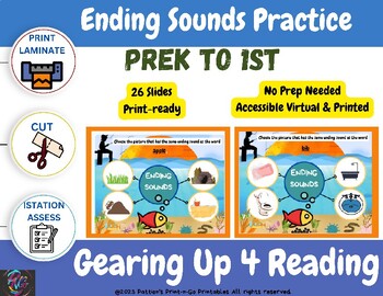 Preview of Ending Sounds Review Istation Practice Prek to 1st