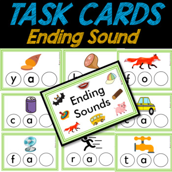 Preview of Ending Sounds TASK CARDS | Phonics | Easy PREP | Pre-k & Kindergarten
