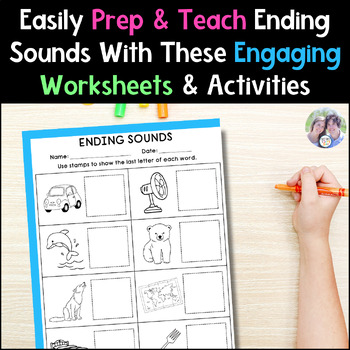 ending sounds worksheets by first tries and sunny skies tpt