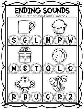 Ending Sounds Worksheets (((4 PAGES))) by Kendra's Kreations in 2nd Grade