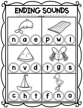 Ending Sounds Worksheets (((4 PAGES))) by Last Minute Clicks by Kendra ...