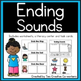 Ending Sounds | Worksheets| Literacy Center | Task Cards |