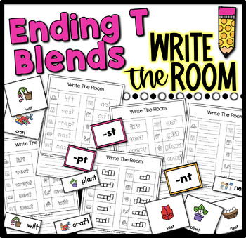 Ending T Blends Write the Room Worksheets Matching Sorting | TPT