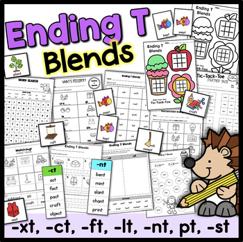 Preview of Ending T Blends xt, ct, ft, lt, nt, pt, st Worksheets and Activities