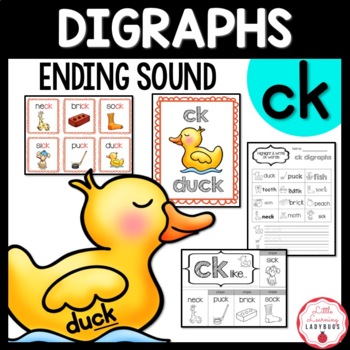 Preview of Ending CK Digraph Phonics Posters, Activities, and Worksheets