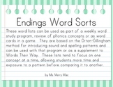 Endings Word Sorts | Orton-Gillingham Spelling List