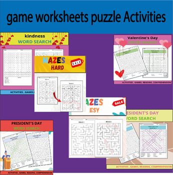 Preview of Worksheet - puzzle - Activites - Maze - Game Bundle : Endless Fun and Learning