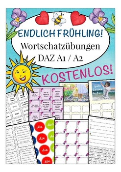 Preview of Deutsch Endlich FRÜHLING! Spring German worksheet 20 pages activities /games