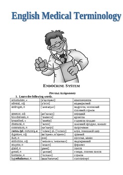 Preview of Endocrine System (Tasks in English)