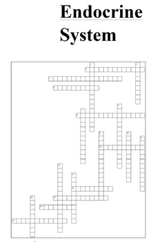 Preview of Endocrine system crossword (terminology)-(with answers)