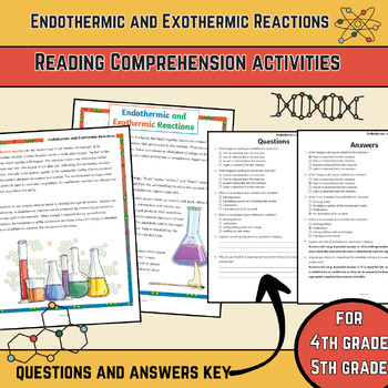 Preview of Endothermic and Exothermic Reactions Reading Comprehension activities 5th grade