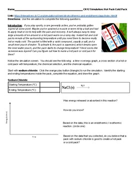 Preview of Endothermic and Exothermic Reactions Simulation