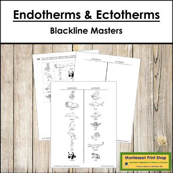 Endothermic & Ectothermic Animals - Blackline Masters by Montessori