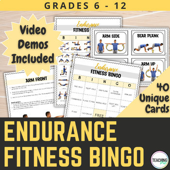 Preview of Endurance Fitness Bingo Game with Exercise Video Demos | Physical Education