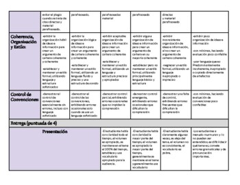 Enduring Issue Virtual Portfolio Project Rubric Espanol Tpt