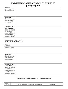 Enduring Issues Essay Organizer (5 Parargraph) by Global History Central