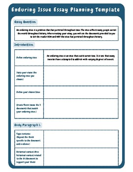 Preview of Enduring Issues Essay Planning Template