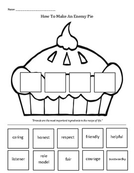 Friendship Pie Recipe Worksheets Teaching Resources Tpt