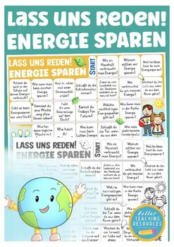 Preview of Energie sparen Deutsch German advanced conversation game