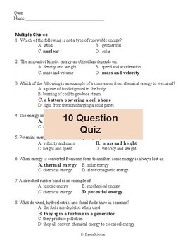 GRADE II - Individual Science Quiz, PDF, Renewable Resources