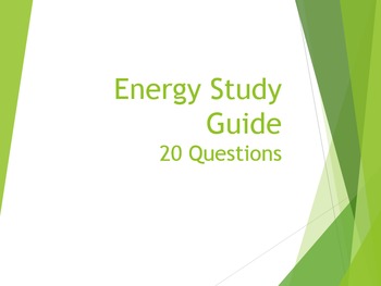 Preview of Energy 20 Question Study Guide/ Worksheet