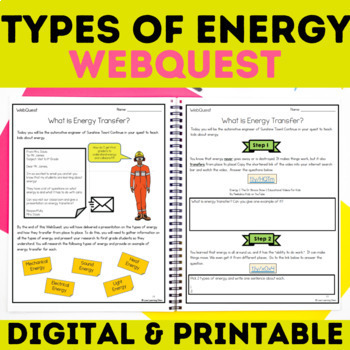 Preview of Energy Activity for 4th Grade - NGSS Research Webquest Printable and Digital