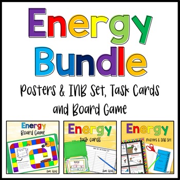 Preview of Forms of Energy Bundle Posters Interactive Notebook INB Task Cards Game
