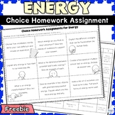 Energy FREE Choice Board Assignment