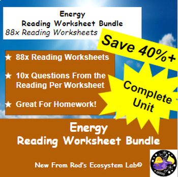 Preview of Energy Complete Unit Reading Worksheet Bundle **Editable**