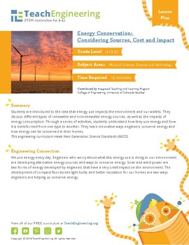 Preview of Energy Conservation: Considering Sources, Cost and Impact