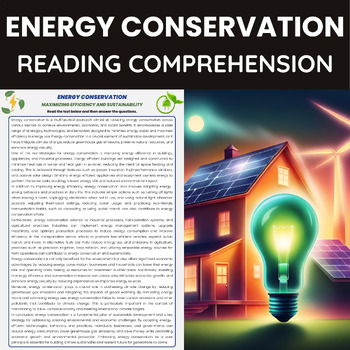 Preview of Energy Conservation Reading Comprehension | Conservation of Energy