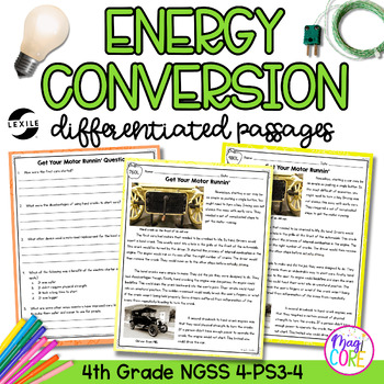 Preview of Energy Conversion NGSS 4-PS3-4 - Science Differentiated Passages
