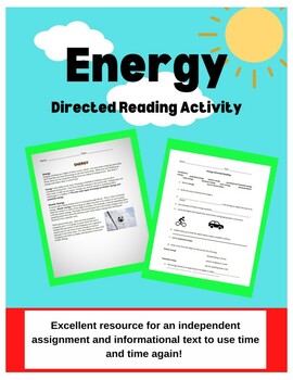 Preview of Energy Directed Reading with Follow Along Worksheet