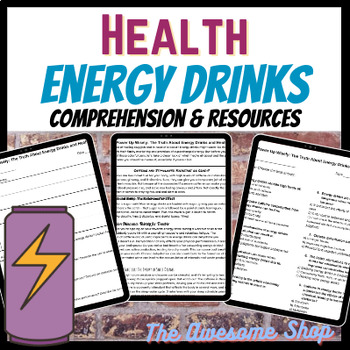 Preview of Energy Drinks Comprehension and Worksheets for High School Health