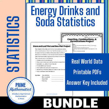 Preview of Energy Drinks and Sodas Statistics Bundle