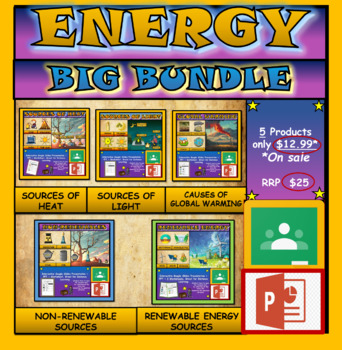 Preview of Energy & Environment Bundle: 5 Google Slides Presentations + PPT's + Worksheets