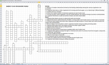 Preview of Energy Flow Crossword Puzzle (electronically fillable & printable)