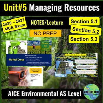 Preview of Energy Food Waste Resources AICE Cambridge Environmental Unit#5 - Notes Lesson