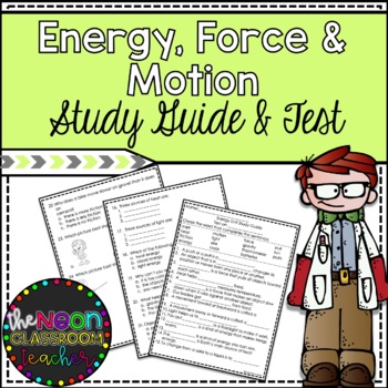 Preview of Energy, Force and Motion Unit Study Guide and Test