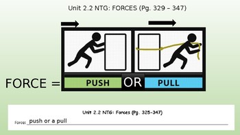 Energy, Forces, & Motion: Forces PPT Notes & CARD SORT 6th gr Science