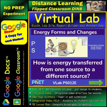 Preview of Energy Forms and Changes STAR* Virtual Lab Google Docs™ DINB