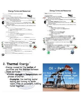 Preview of Energy Cloze Notes and PowerPoint