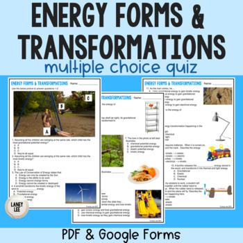 Preview of Energy Forms and Transformations Quiz 