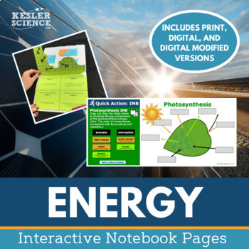 Preview of Energy Interactive Notebook Pages - Print or Digital INB