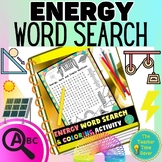 Energy Unit Vocabulary Word Search Coloring Activity 