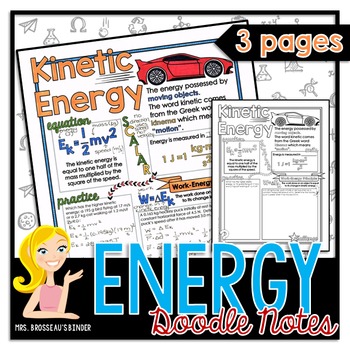 Preview of Energy: Kinetic, Gravitational Potential and Conservation | Science Doodle Notes