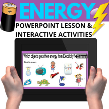 Preview of Energy Lesson- Sources of Energy- Food, Electricity, Batteries- PowerPoint