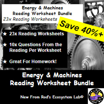 Preview of Energy & Machines Module Reading Worksheet Bundle **Editable**